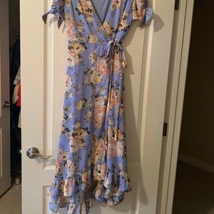 Miami floral high low wrap dress